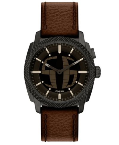 Мужские часы Fossil Machine Big Tic, коричневый кожаный ремешок, 41mm