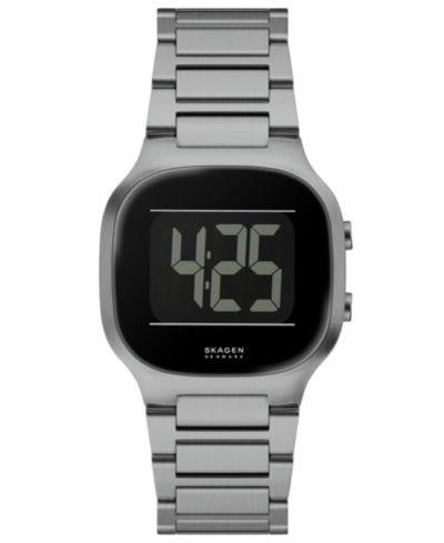 Skagen Мужские цифровые часы Mellem Digital Lcd Gunmetal Stainless Steel, 38mm