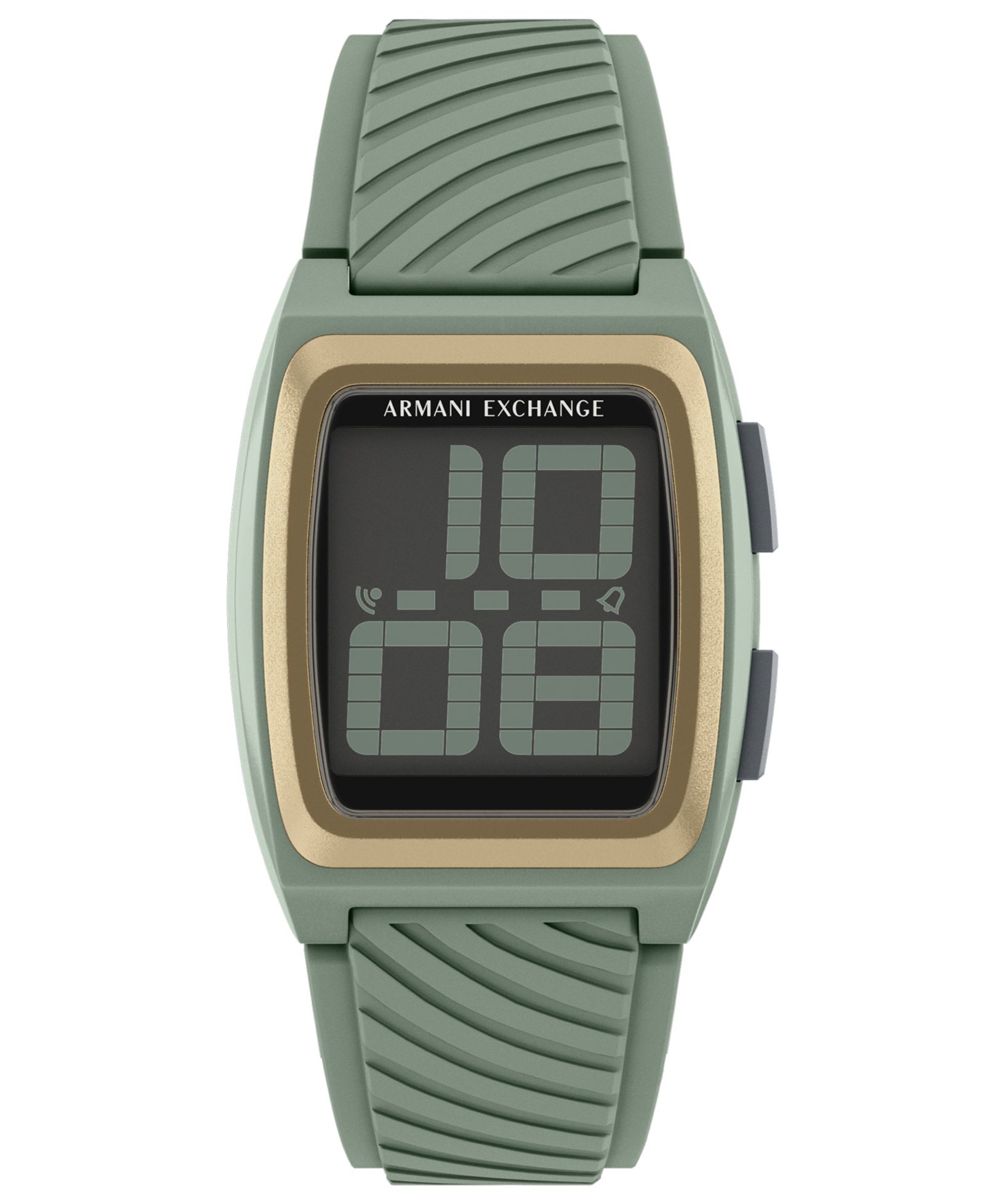 Armani Exchange Men's LCD Green Silicone Watch, 42mm