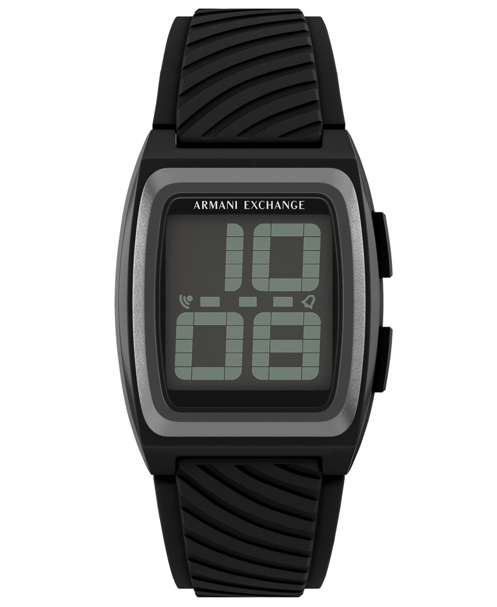 Armani Exchange Men's LCD Black Silicone Watch, 42mm