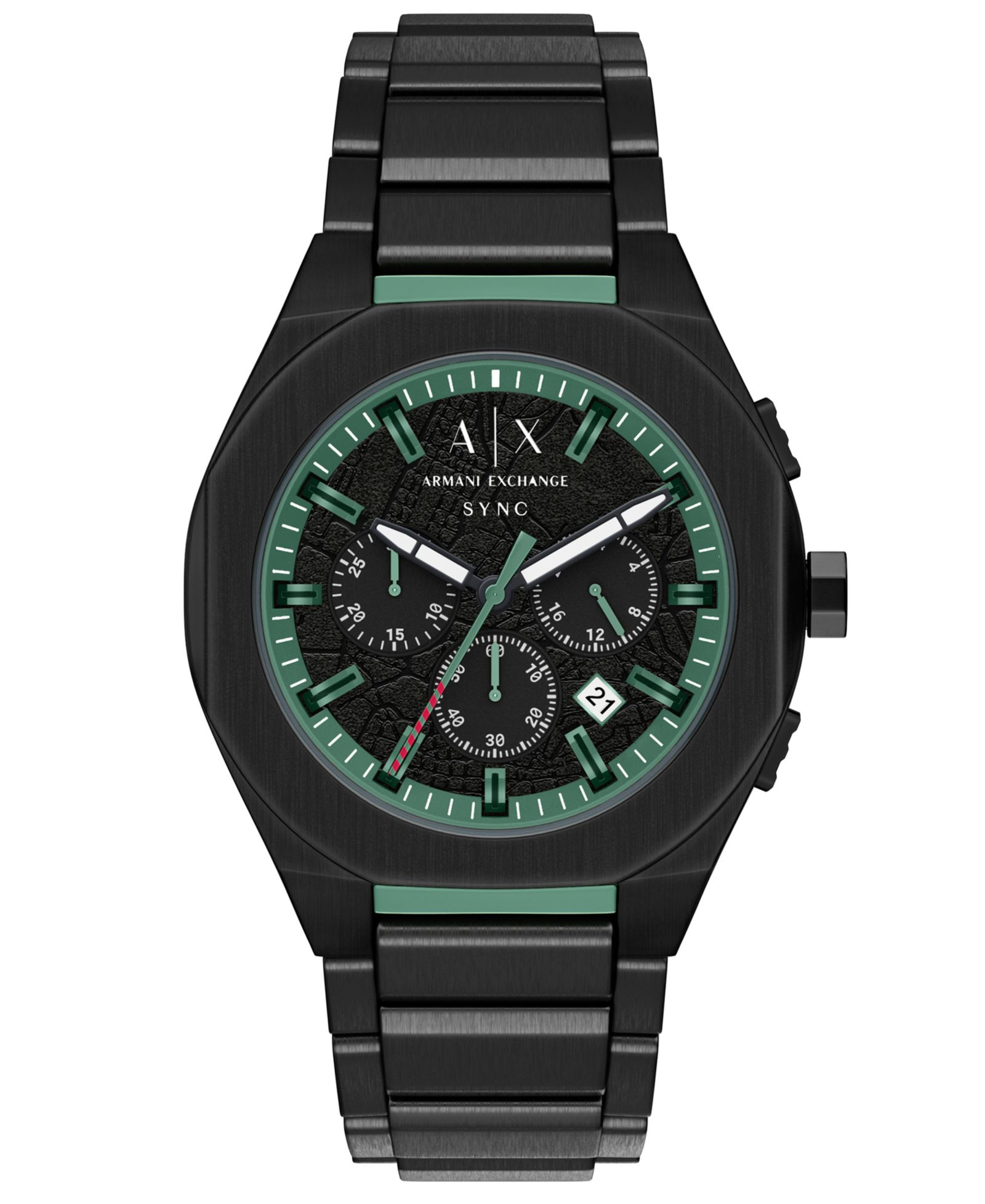 Мужские часы Armani Exchange Sync Quartz Chronograph Black Stainless Steel Watch, 44mm