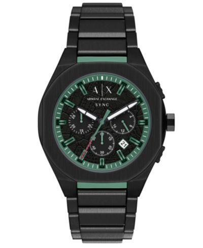 Armani Exchange Men's Sync Quartz Chronograph Black Stainless Steel Watch, 44mm
