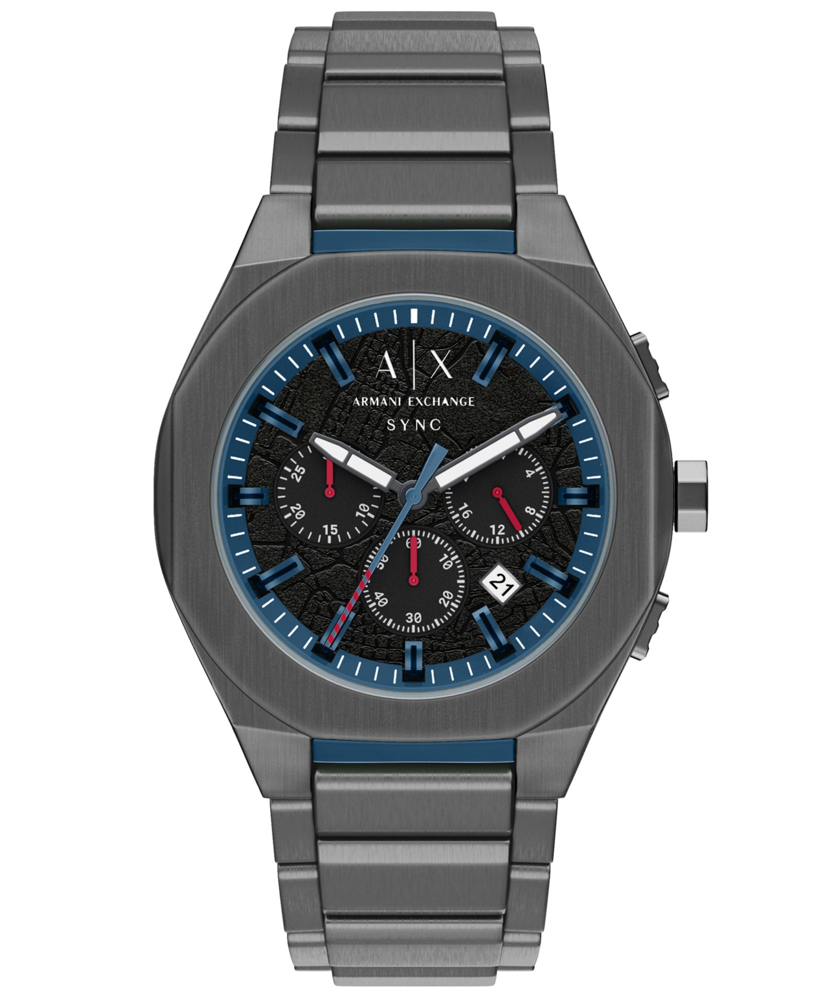 Мужские кварцевые часы Armani Exchange Sync Chronograph Gunmetal Stainless Steel, 44mm
