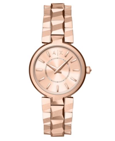 Armani Exchange Women's Audora Two-Hand Rose Gold-Tone Stainless Steel Watch, 34mm