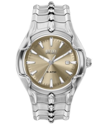 Diesel Men's Vert Quartz Three-Hand Date Silver Stainless Steel Watch, 45mm