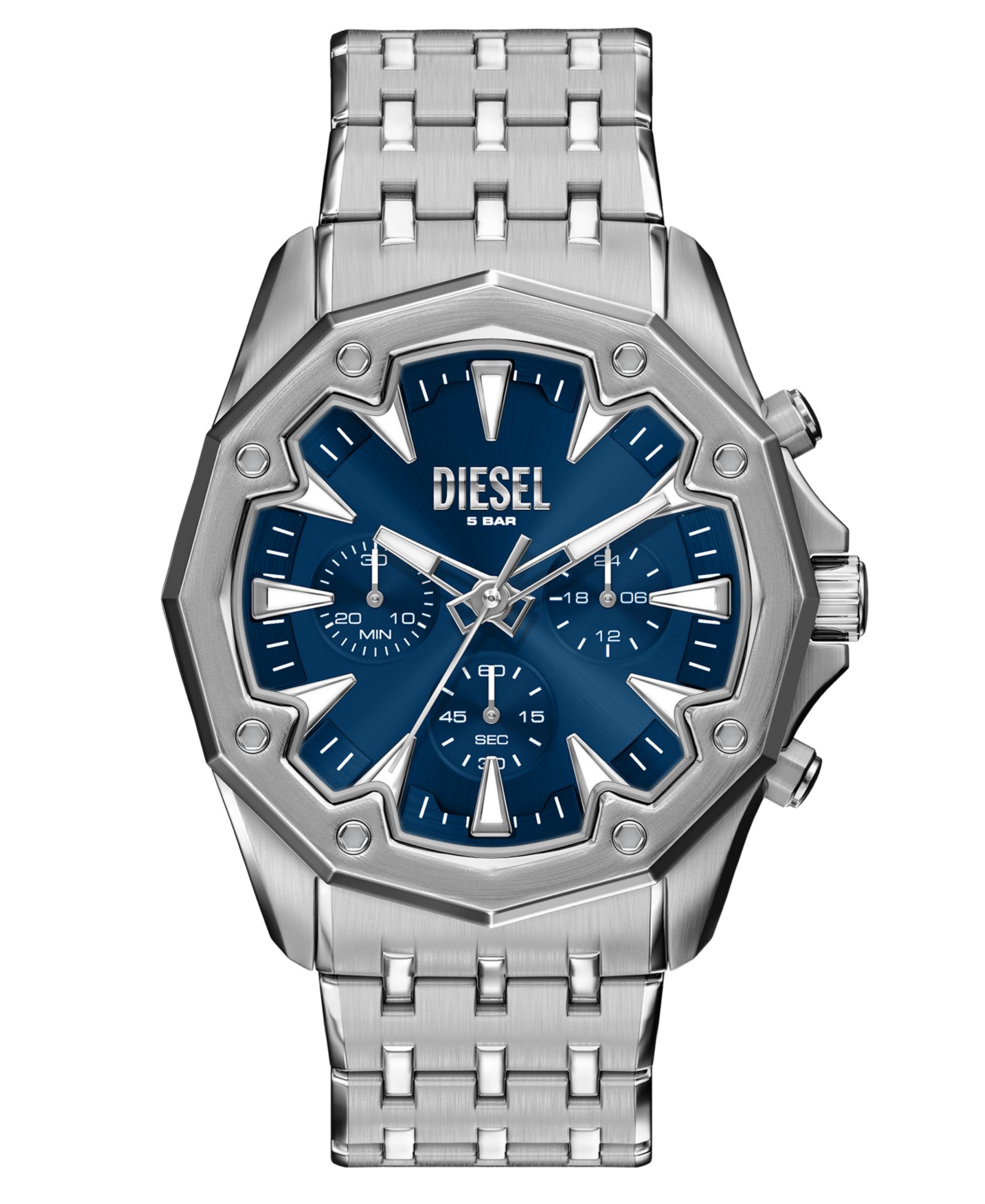 Diesel Men's Stinger Quartz Chronograph Silver Stainless Steel Watch, 46mm