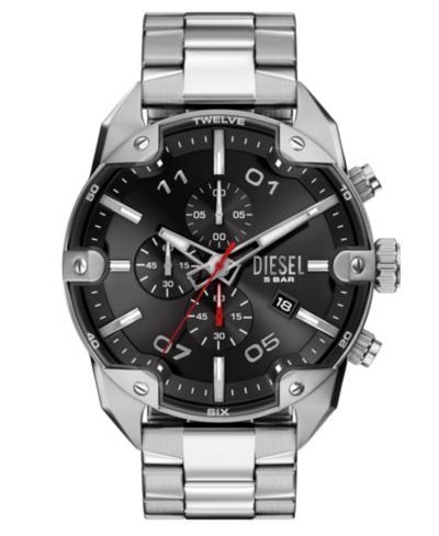 Мужские часы Diesel Spiked Quartz Chronograph Silver Stainless Steel 49mm