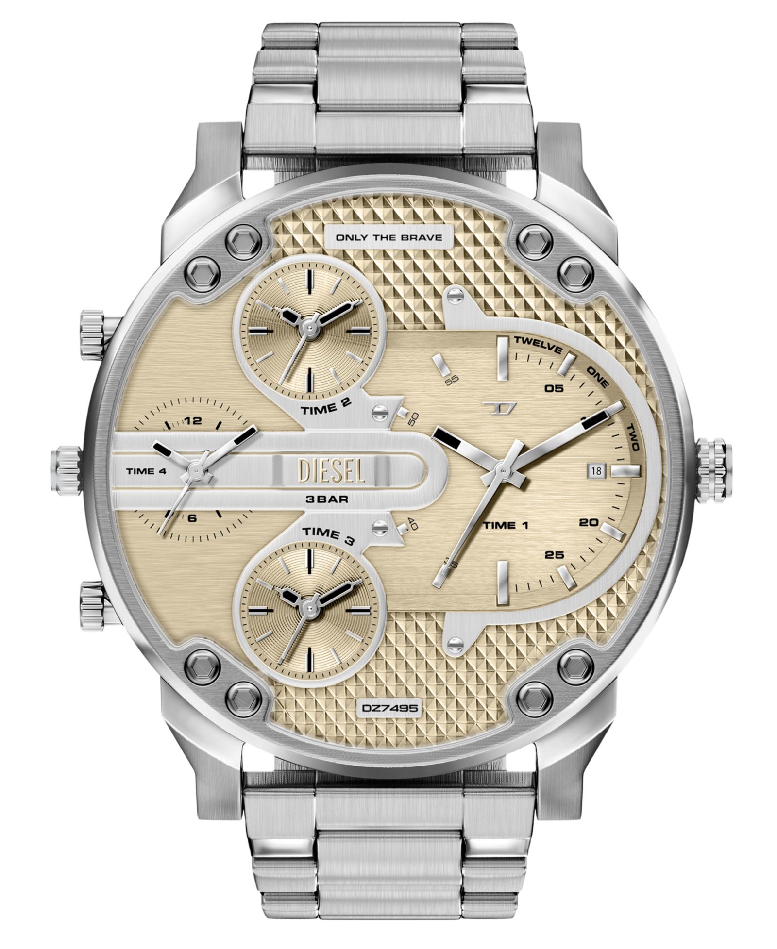 Diesel Men's Mr. Daddy Slim Quartz Multifunction Silver Stainless Steel Watch, 54mm
