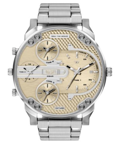 Мужские часы Diesel Men's Mr. Daddy Slim Quartz Multifunction Silver Stainless Steel, 54mm