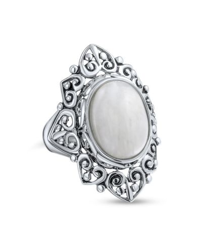 Кольцо Bling Jewelry Vintage Style Oval Cabochon Moonstone Full Finger Statement .925 Sterling Silver