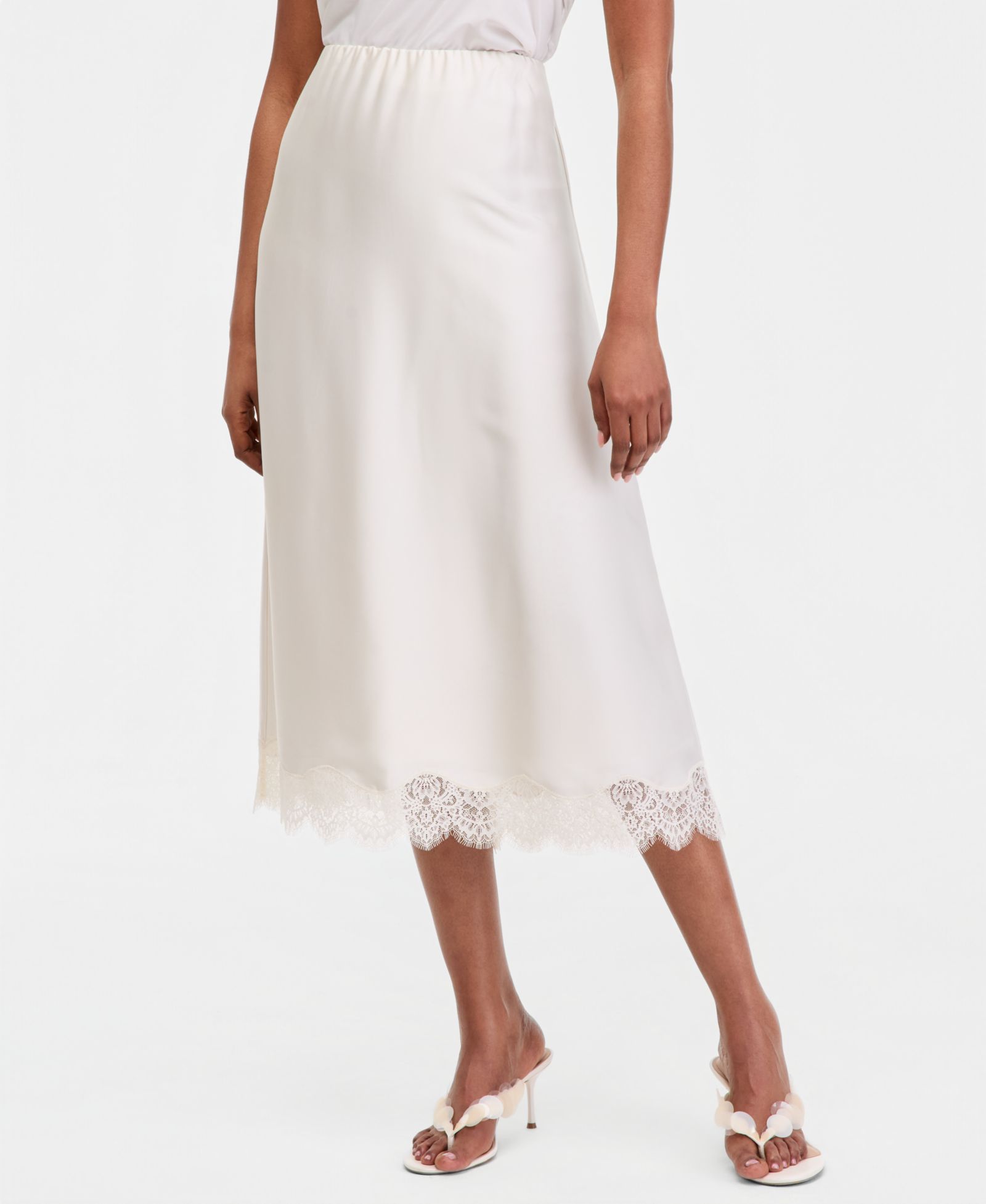 I.N.C. International Concepts Women's Lace-Trim Satin Midi Skirt, Macy's Exclusive