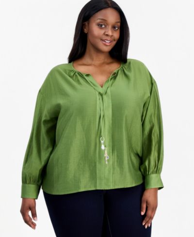 I.N.C. International Concepts Plus Size блузка с завязками и длинным рукавом