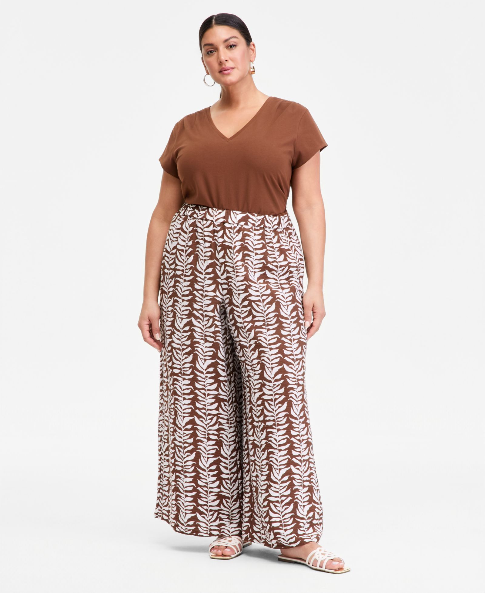 Брюки I.N.C. International Concepts Plus Size Printed High-Rise Wide-Leg