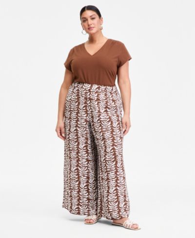 Брюки I.N.C. International Concepts Plus Size Printed High-Rise Wide-Leg