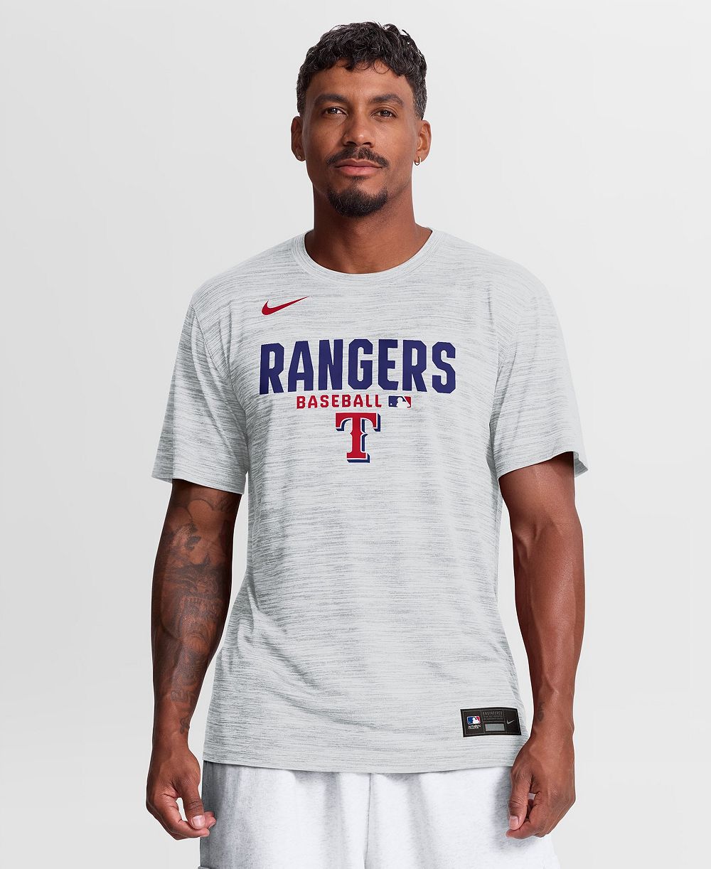Nike мужская белая футболка Authentic Collection Velocity Dri-FIT с логотипом Texas Rangers