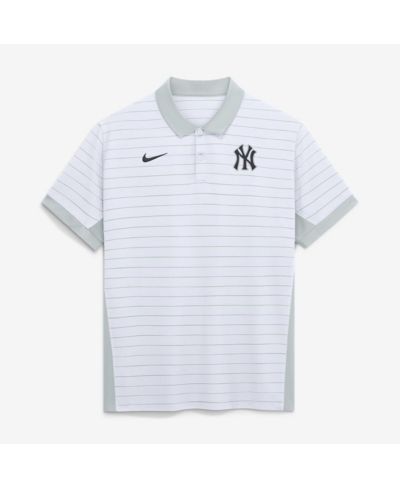 Nike Men's White New York Yankees Authentic Collection Striped Victory Dri-FIT Polo Shirt