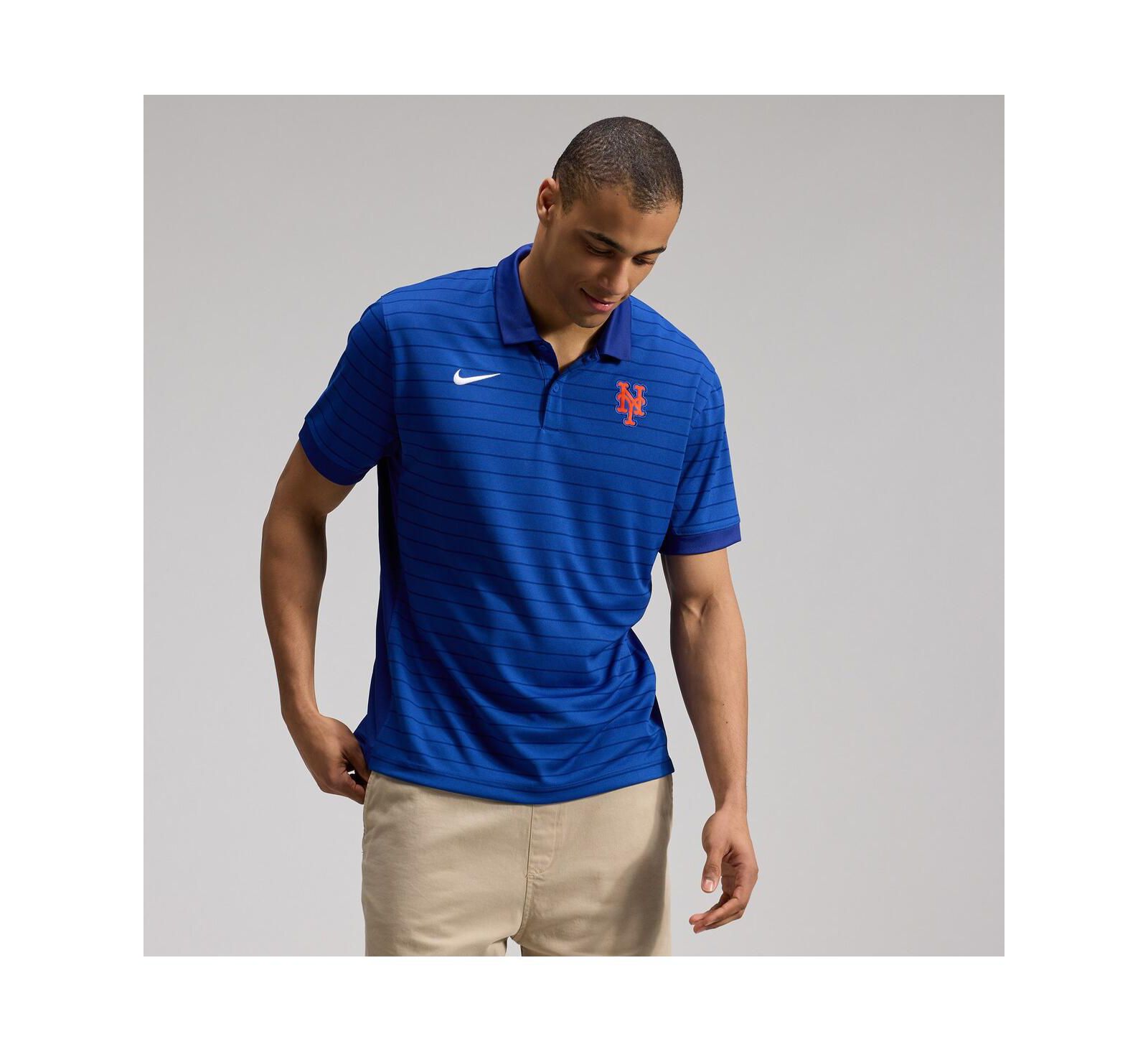 Nike Men's Royal New York Mets Authentic Collection Striped Victory Dri-FIT Polo Shirt