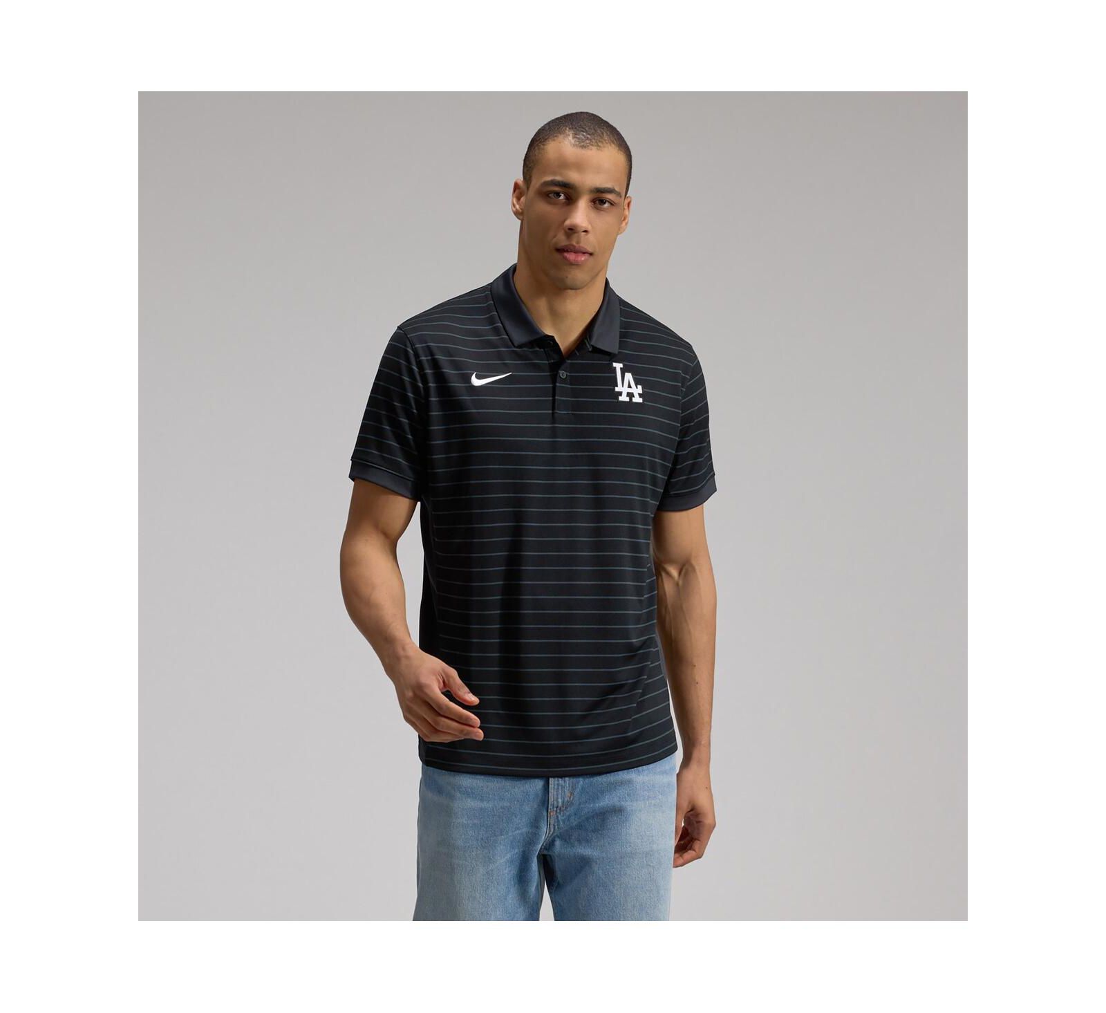 Мужская поло Nike Black Los Angeles Dodgers Authentic Collection Striped Victory Dri-FIT