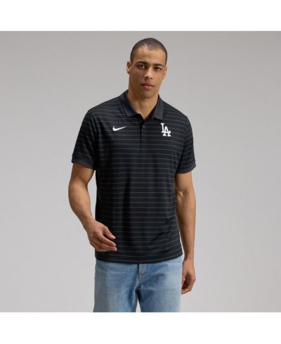 Мужская поло Nike Black Los Angeles Dodgers Authentic Collection Striped Victory Dri-FIT
