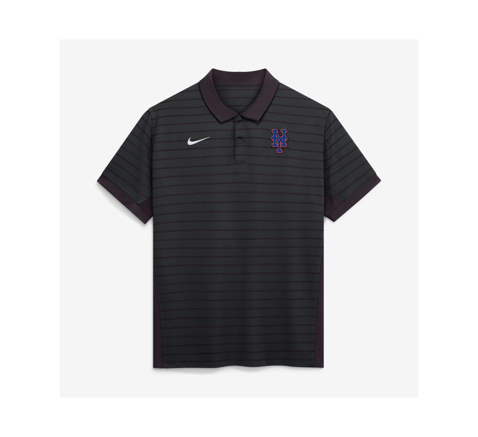 Nike Men's Black New York Mets Authentic Collection Striped Victory Dri-FIT Polo Shirt