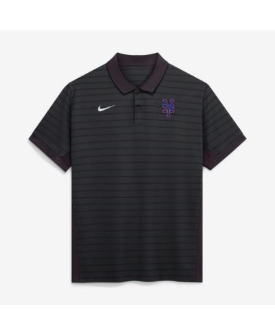 Nike Men's Black New York Mets Authentic Collection Striped Victory Dri-FIT Polo Shirt