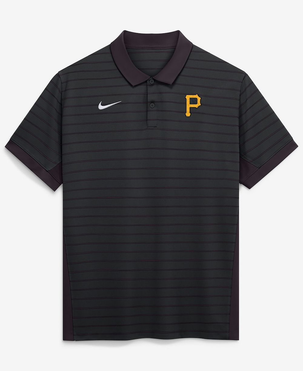 Nike Men's Black Pittsburgh Pirates Authentic Collection Striped Victory Dri-FIT Polo Shirt