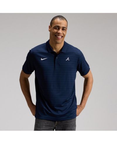 Nike Men's Blue Atlanta Braves Authentic Collection Striped Victory Dri-FIT Polo Shirt