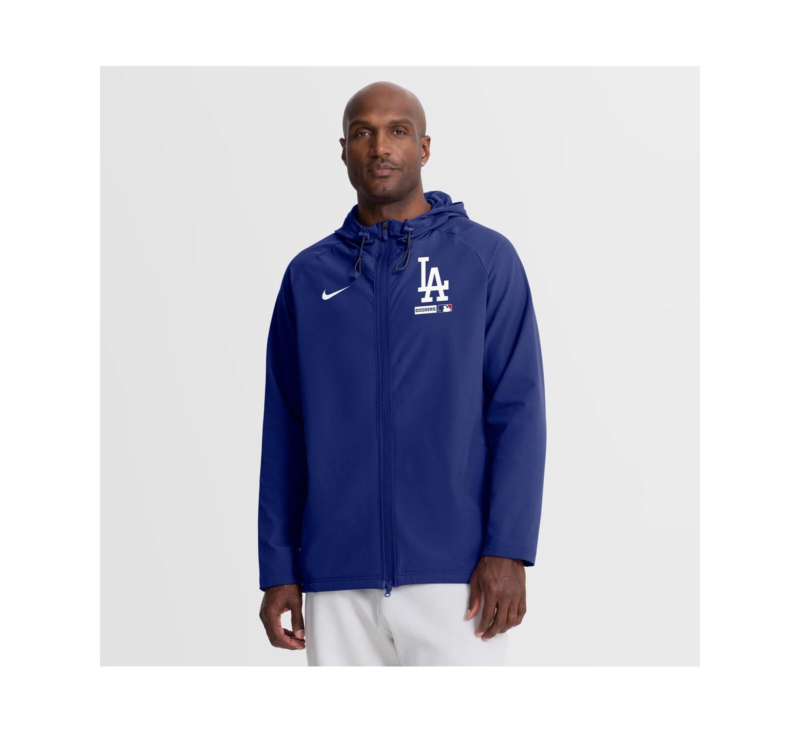 Nike Men's Royal Los Angeles Dodgers Authentic Collection Raglan Therma-FIT Full-Zip Hooded Jacket