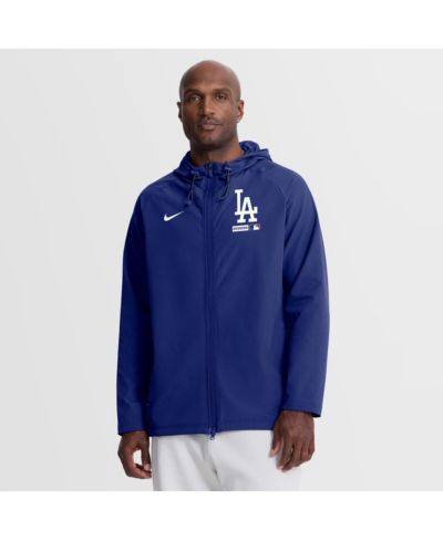 Nike Men's Royal Los Angeles Dodgers Authentic Collection Raglan Therma-FIT Full-Zip Hooded Jacket