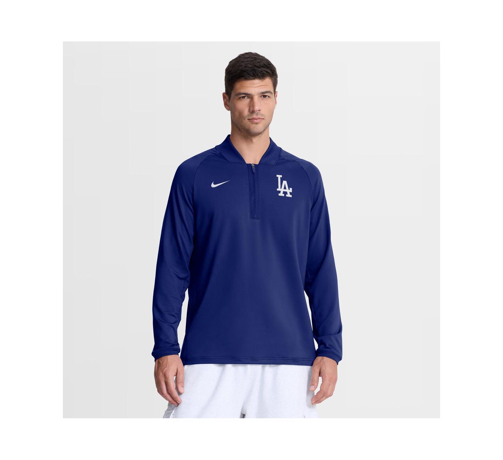 Nike Men's Royal Los Angeles Dodgers Authentic Collection Dri-FIT Raglan Half-Zip Pullover