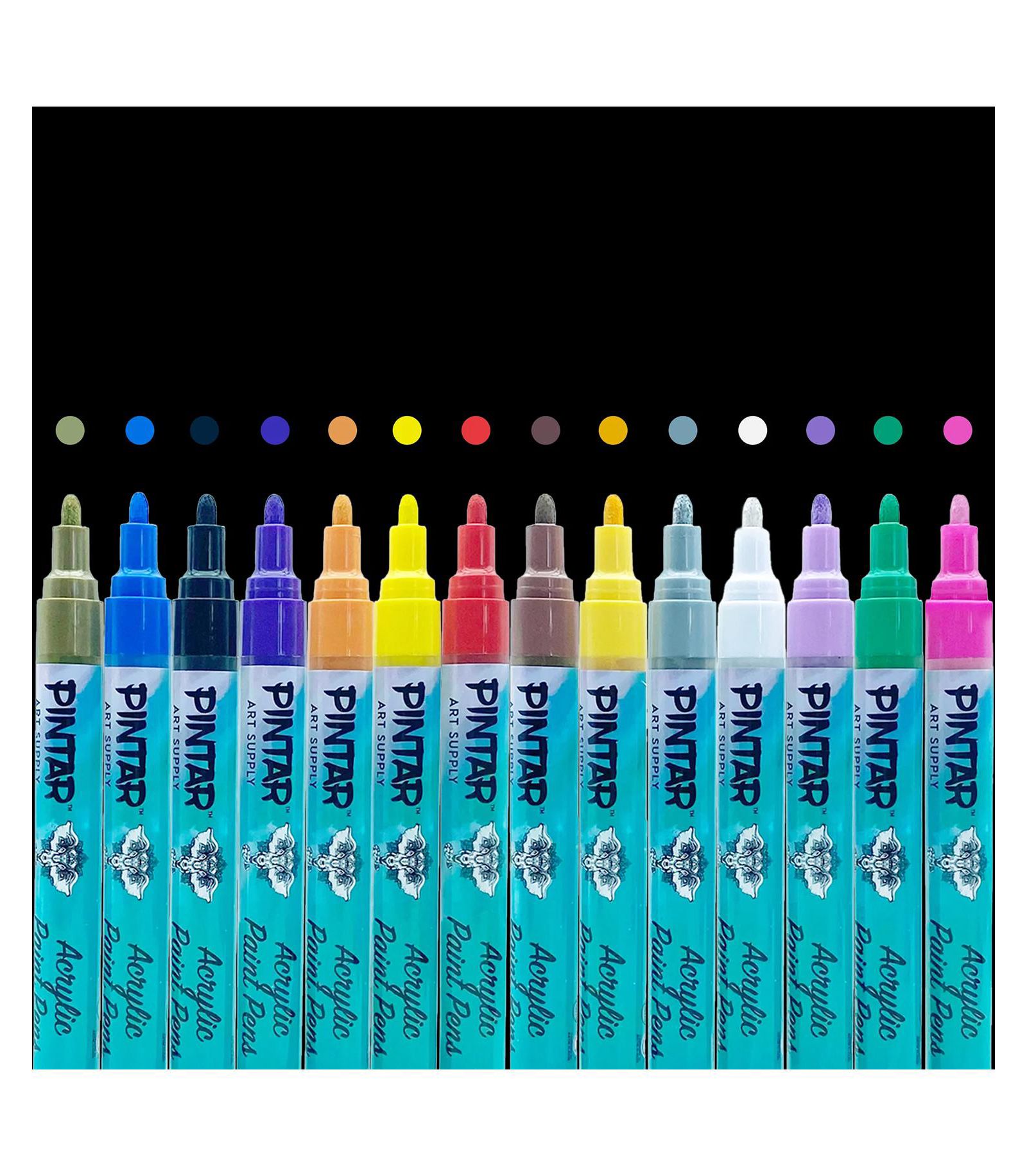 PINTAR Acrylic Paint Markers Medium Point - Medium Point Paint Markers - Acrylic Paint Markers Set  - Pack of 14, 5.0 mm