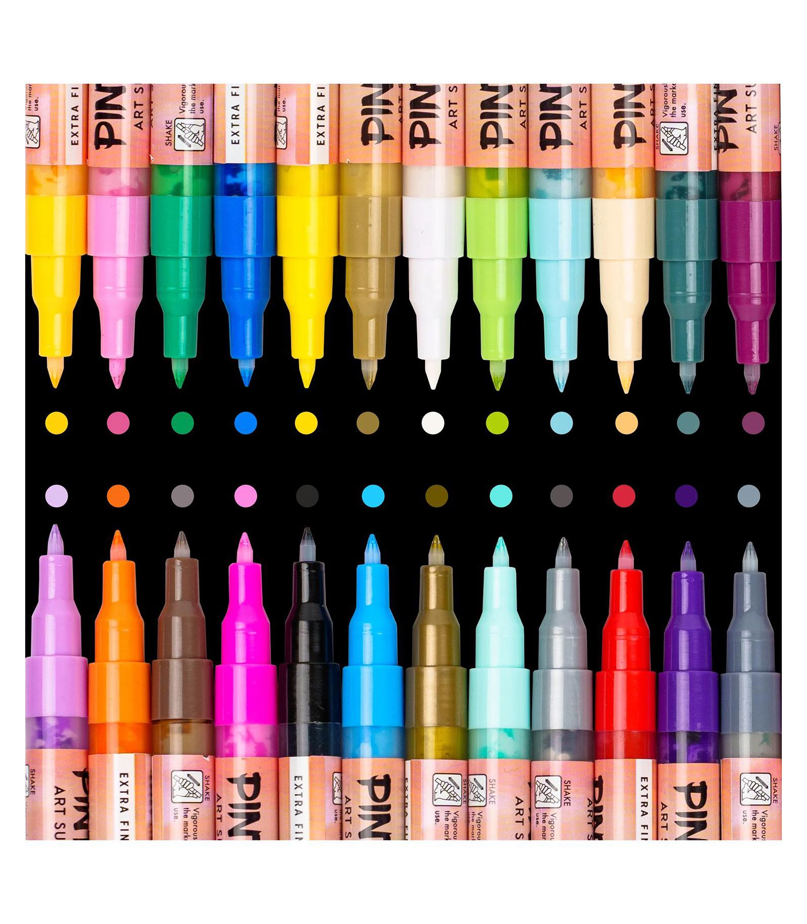 Pintar Acrylic Paint Markers Set - Extra Fine Tip Paint Pens - Acrylic Markers Paint Pens - Acrylic Paint Pens - Pack of 24, 0.7 mm