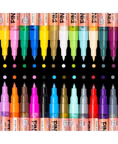 Pintar Набор акриловых маркеров, ультратонкий наконечник, 24 шт, 0.7 mm