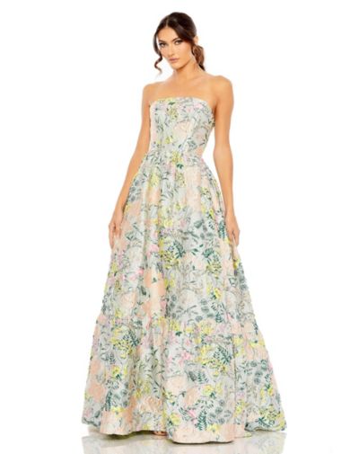 Женское вечернее платье Mac Duggal Floral Brocade Strapless A Line