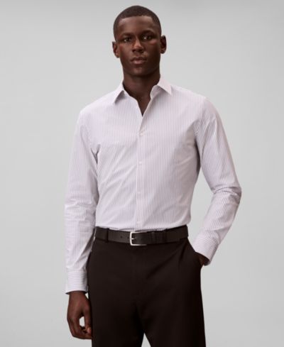 Calvin Klein Men's Stripe Tech Slim-Fit Button-Down Shirt