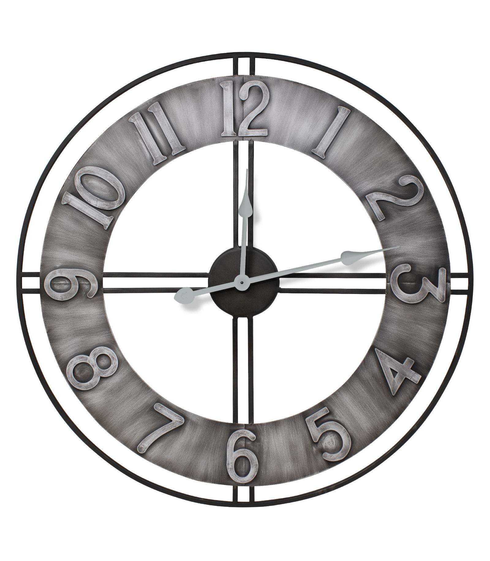 Sorbus Distressed Industrial Gray Oversized Round Metal Wall Clock - Beautifully decorate any wall space in the household
