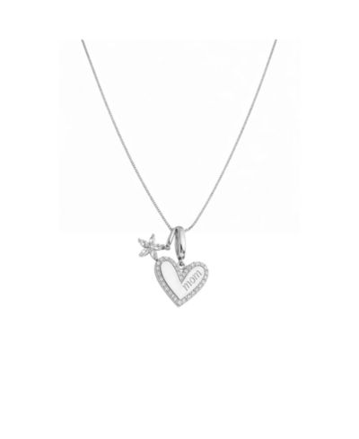 Dloria Sophia ожерелье с кулоном MOM Pave Heart & Floral Charm