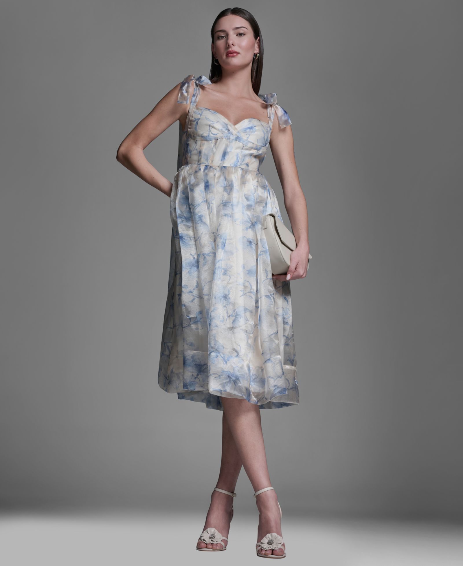 BCBG Женское миди-платье из органзы с корсетом