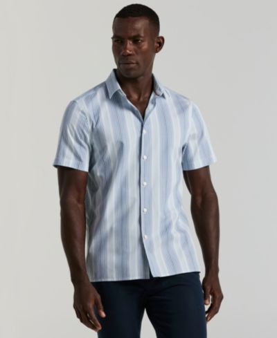 Мужская рубашка Perry Ellis с разноцветной полоской, с коротким рукавом