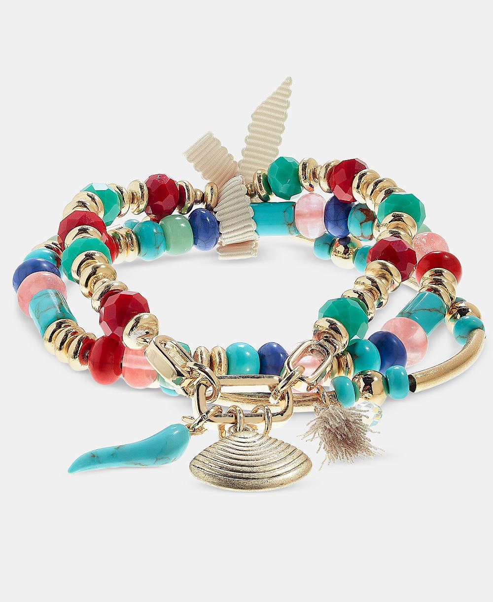 lonna & lilly Beaded Charm Stretch Bracelets, 3-Piece Set