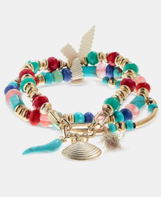 lonna & lilly Beaded Charm Stretch Bracelets, 3-Piece Set
