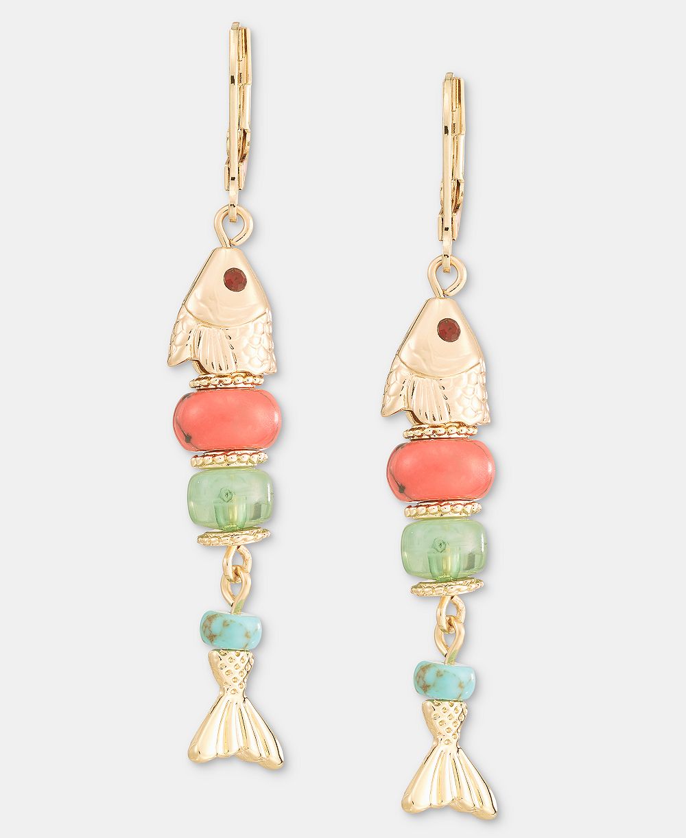 lonna & lilly Bead Fish Linear Drop Earrings