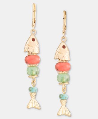 lonna & lilly Bead Fish Linear Drop Earrings