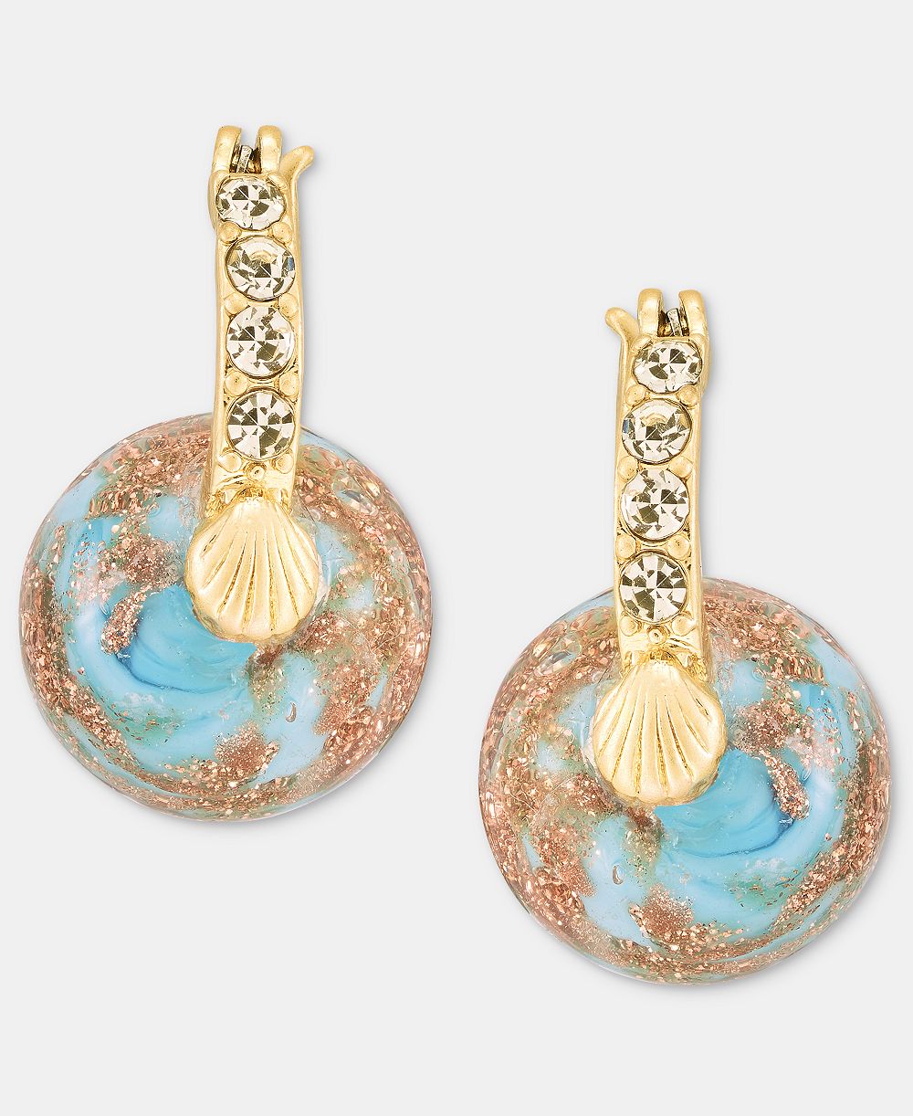 Серьги-кольца lonna & lilly Murano Glass Charm Pavé Hoop