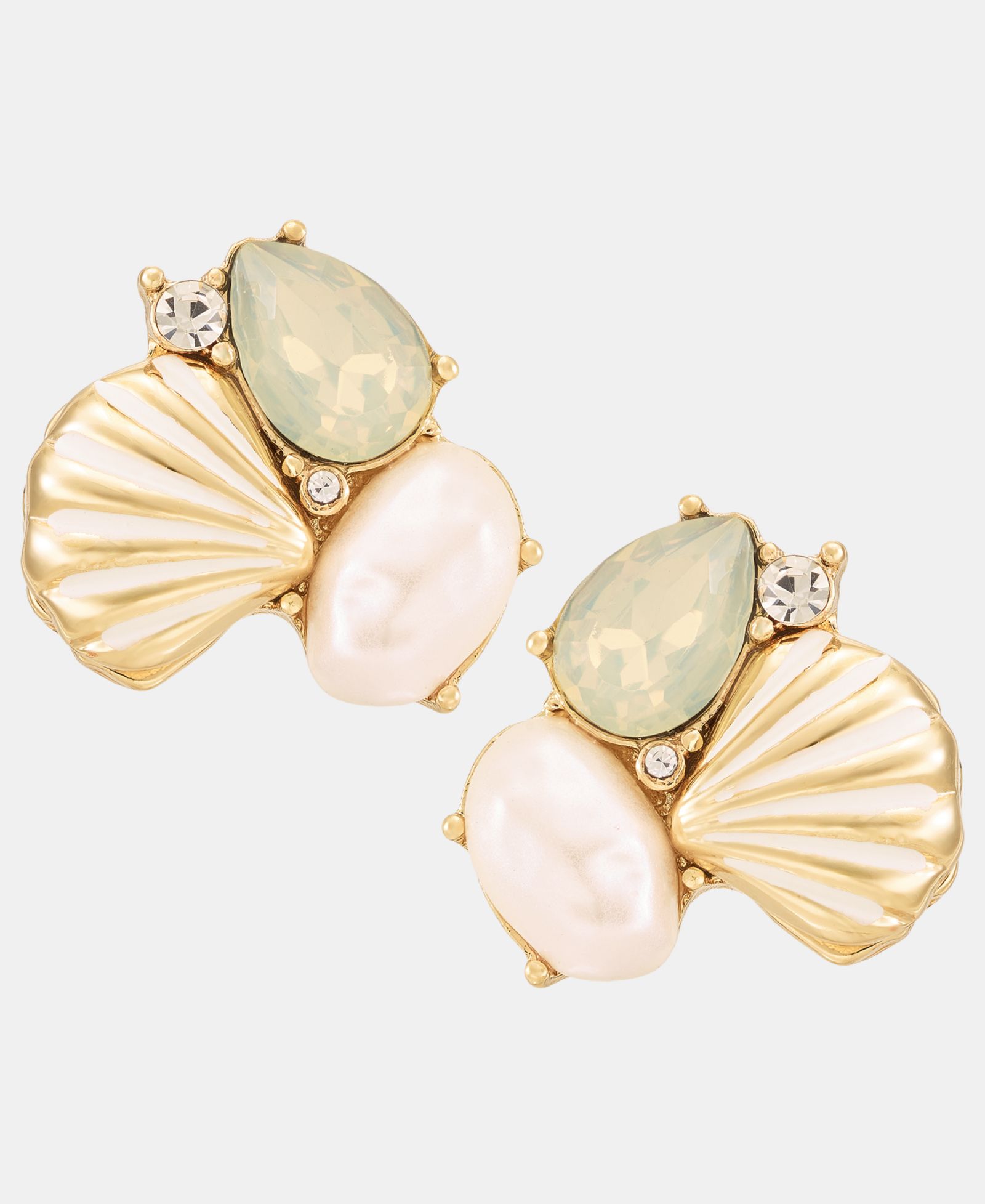 lonna & lilly Stone Cluster Shell Stud Earrings