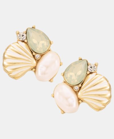 lonna & lilly Stone Cluster Shell Stud Earrings