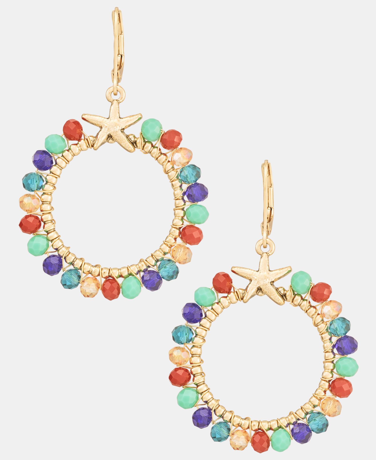 lonna & lilly Beaded Starfish Open Drop Earrings