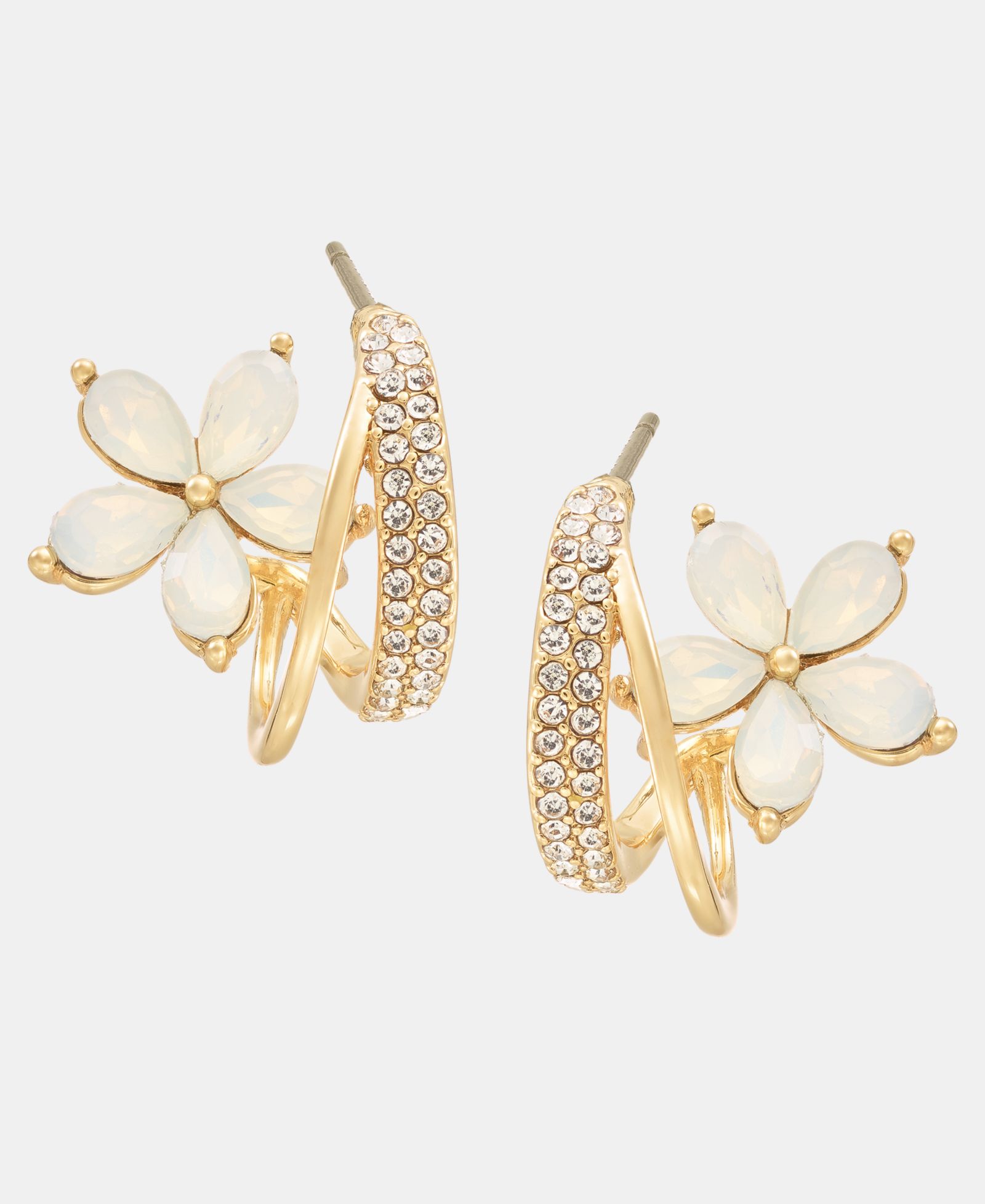 lonna & lilly серьги-кольца Pavé & Stone Flower Split