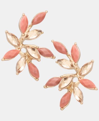 lonna & lilly Gold-Tone Faux Colored Leaf Stud Earrings