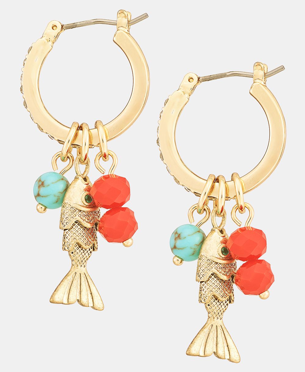 Серьги-кольца lonna & lilly Fish & Bead Charm